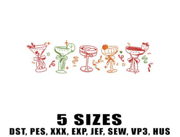 Party Cocktail Glass Embroidery Design Review