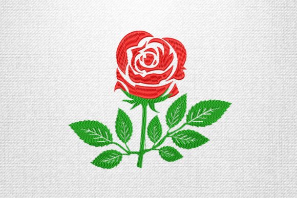 Red Rose with Leaves Embroidery Review